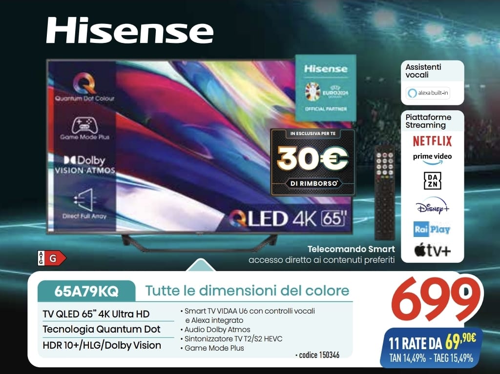 TV HISENSE 65A79KQ 55'' SMART TV QLED